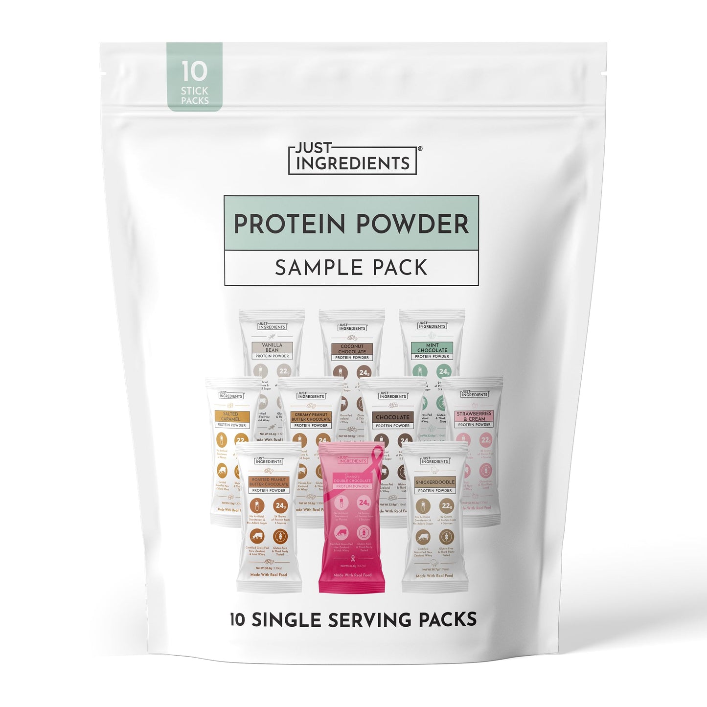 JUST INGREDIENTS Vanilla Bean Protein Powder – 20-Serving Blend with 100% Grass-Fed Whey & Organic Plant Proteins – Real Vanilla Bean & Cinnamon – Supports Muscle Recovery, Energy*