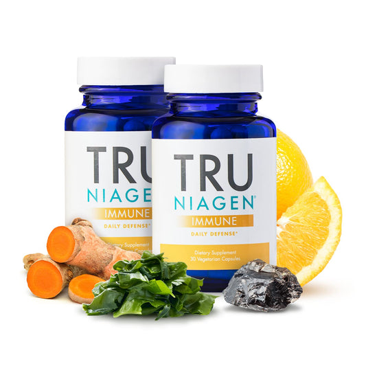 TRU NIAGEN Immune Support Supplement - Daily Defense - Vitamin C from Fermentation, Vegan Vitamin D3 2000 IU, Zinc, Plus Theracurmin (Curcumin) + Multi Award-Winning NAD Boosting Niagen 150mg 30ct
