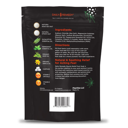 Muscle Relief Foot Soak with Epsom Salt, Made in USA, Soothe Foot Aches, Muscle Pain