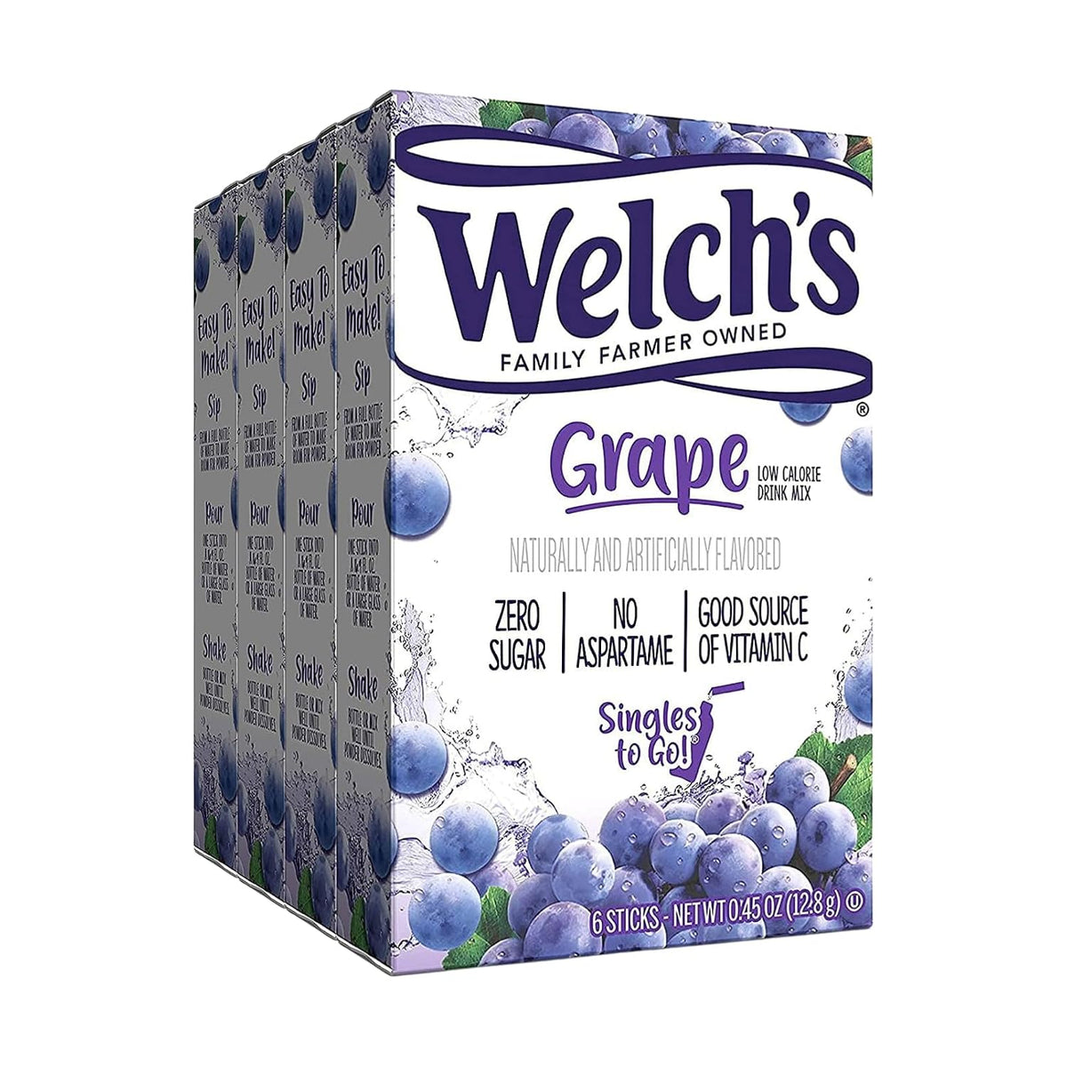 Welch's Grape Singles To Go Sugar Free Drink Mix - 0.45 oz, Pack of 4
