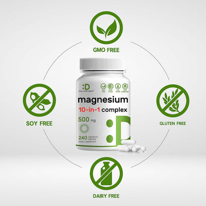 DEAL SUPPLEMENT Vitamin D3 10,000iu + K2 200mcg Softgels & Magnesium Complex Veggie Capsules Bundle – Essential Sunshine Vitamins with Coconut Oil – High Absorption Chelated Minerals, 10-in-1
