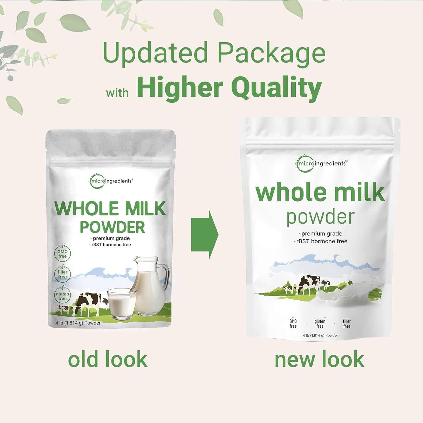 Micro Ingredients Whole Milk Powder, 4 lb | Pasture-Raised, rBST-Free | Pure & Rich in Protein | Ideal for Baking & Everyday Use | Non-GMO, Gluten-Free, Premium Grade
