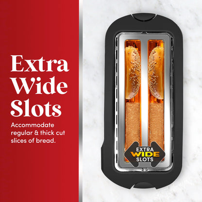Elite Gourmet ECT-3100 Long Slot 4 Slice Toaster, Reheat, 6 Toast Settings, Defrost