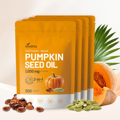 VivoNu Pumpkin Seed Oil with Saw Palmetto Capsules | Cold Pressed, Pure Virgin Oil, Essential Fatty Acids & Phytosterols | 300 SoftgelsSupports Hair, Urinary, Bladder & Prostate Health | Non-GMO