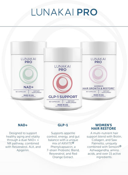Lunakai USA Made 7-in-1 Magnesium Complex for Women & Men - 405mg Blend with B6 P-5-P for Daily Muscle, Sleep, Stress & Energy Support, Non-GMO Supplement, 60 Capsules