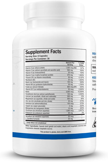 Biotics Research GlucoBalance Chromium, Vanadium, L carnitine Supplement, Supports Metabolic Health and Maintain Healthy Blood Lipid Levels - 180 Capsules