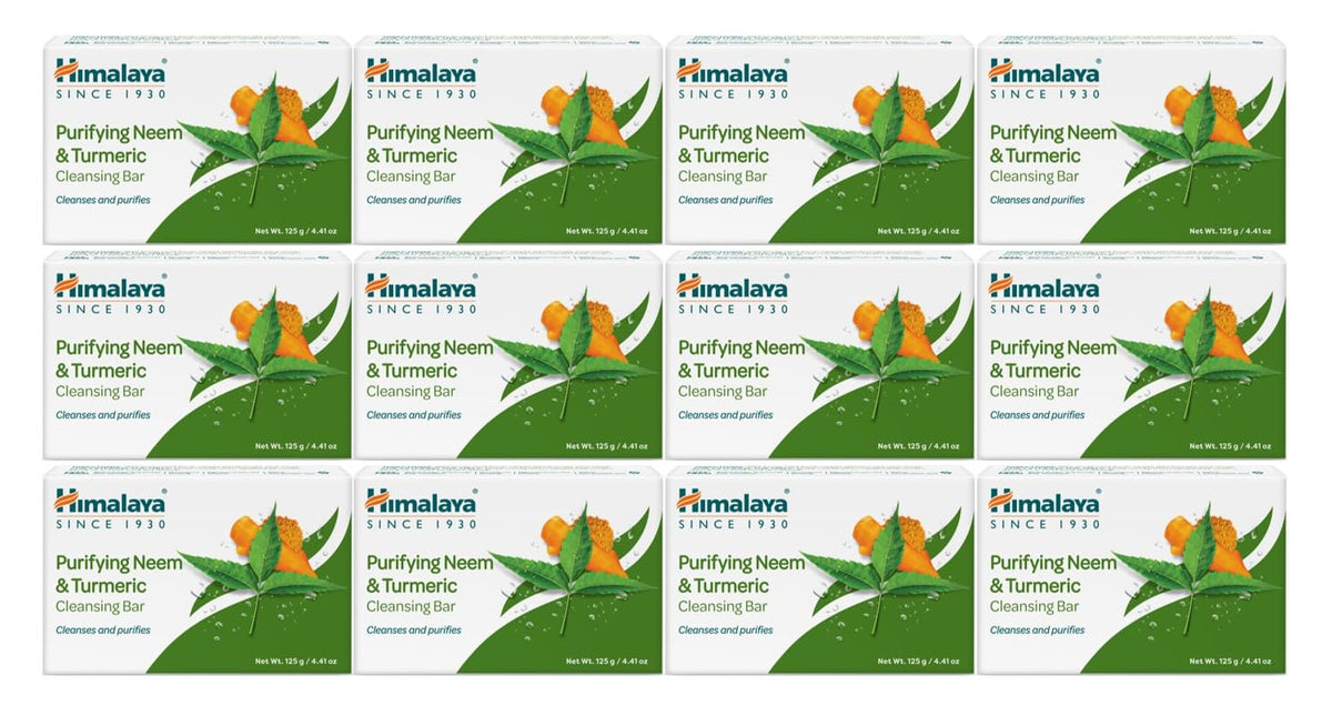 Himalaya Purifying Neem & Turmeric Cleansing Bar Soap, 12 Pack