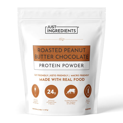 JUST INGREDIENTS Vanilla Bean Protein Powder – 20-Serving Blend with 100% Grass-Fed Whey & Organic Plant Proteins – Real Vanilla Bean & Cinnamon – Supports Muscle Recovery, Energy*
