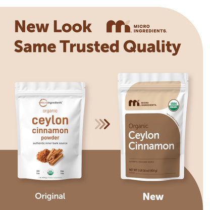 Micro Ingredients Organic Ceylon Cinnamon Powder, 8 oz | Sri Lanka Source | True Cinnamon for Spice & Seasoning | Great for Baking, Cooking, & Drinks | Additive Free, Non-GMO