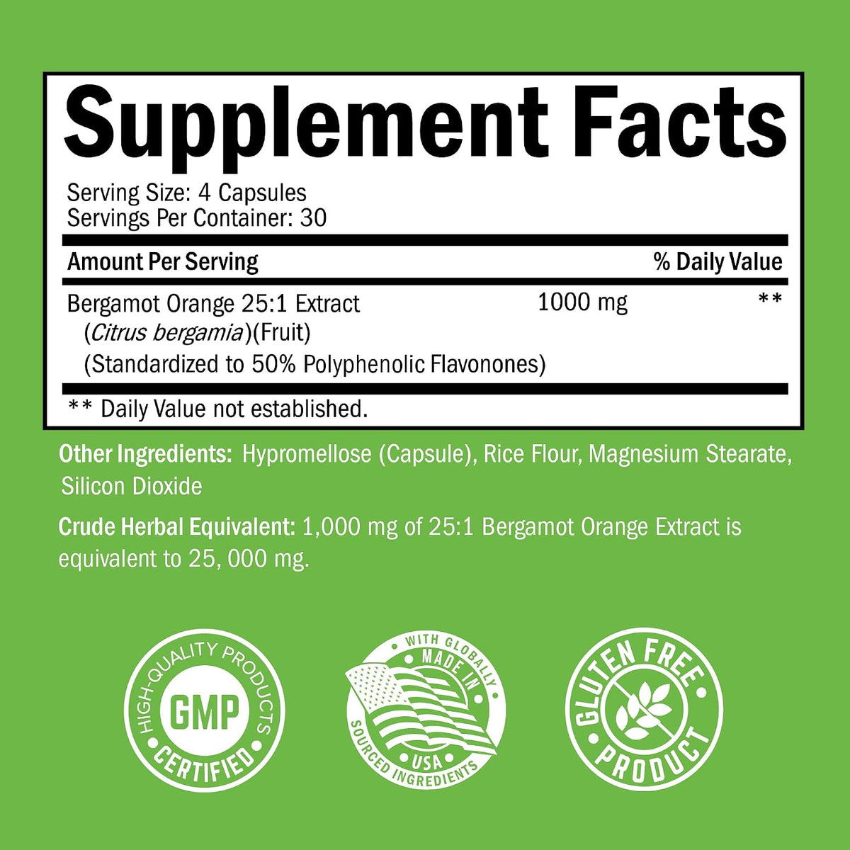 Citrus Bergamot 1000mg - Citrus Bergamot Supplement - 120 Mini Capsules
