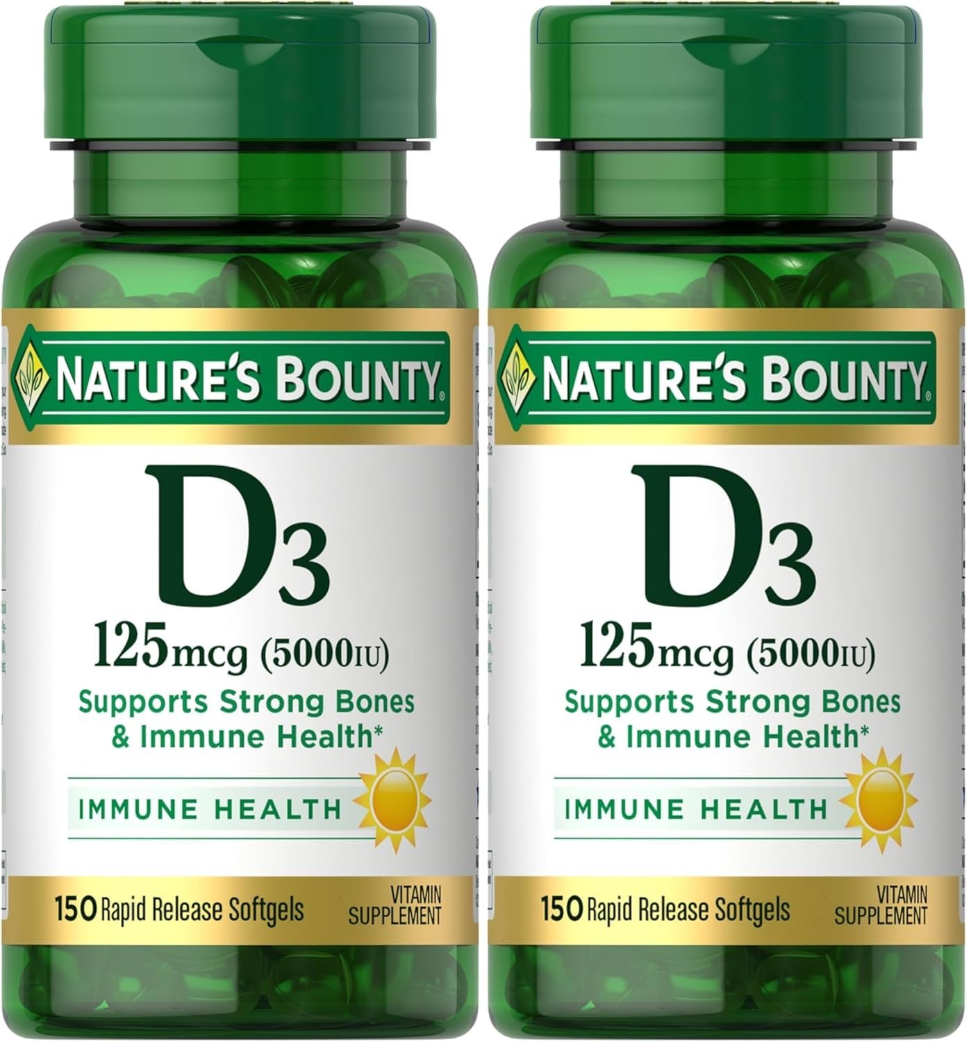 Nature's Bounty Immune Health Vitamin D3 5000 iu, Rapid Release 400 Softgels