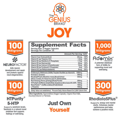 Genius Joy, Nootropic Mood Enhancer Supplement - Support Cognitive Health