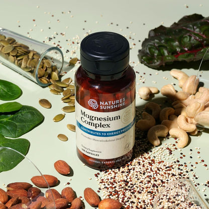 Nature’s Sunshine Magnesium Complex - High Potency Magnesium Supplement with Citrate & Malate for Relaxation, Optimal Absorption, Muscle Function, Energy Production - 50 Servings (100 Capsules)