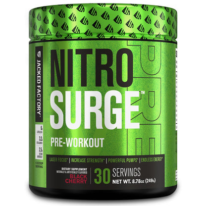 Jacked Factory NITROSURGE Pre Workout Supplement - Endless Energy, Instant Strength 
