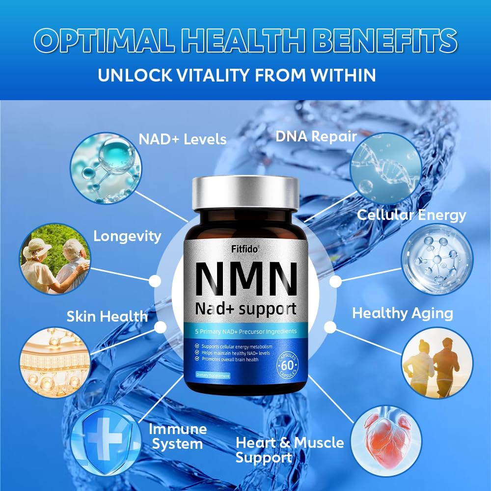 NMN 500mg Capsules, 5-in-1 with Resveratrol, TMG & CoQ10, 60 Count | Supports Cellular Energy Support, Healthy Aging Support, DNA Repair and NAD+ Production, Daily Supplement, Non-GMO