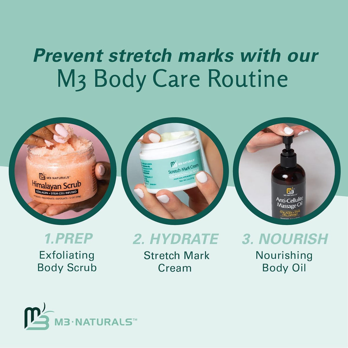 Stretch Mark Cream Infused with Collagen & Stem Cell Maternity Skincare Oil Removes Stretch Mark Prevention & Scar Remover Lotion Green Tea Extract & Raspberry Ketones by M3