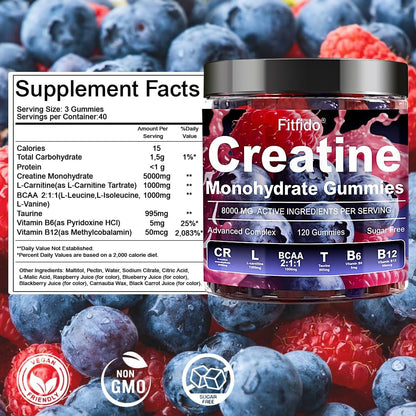Creatine Monohydrate Gummies in Multiple Flavors – Support for Muscles, Strength & Wellbeing – Vegan, Sugar Free, 2-Pack Supplement Bundle