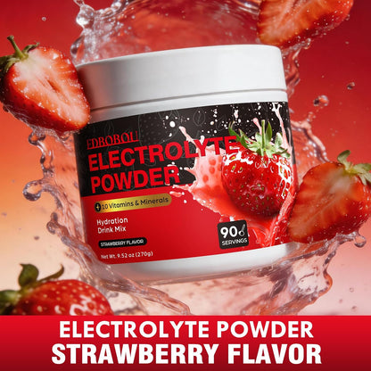 Strawberry Sugar-Free Electrolyte Powder | Zero Sugar, Fast Hydration Supplement for Athletes & Daily Wellness 90 Servings