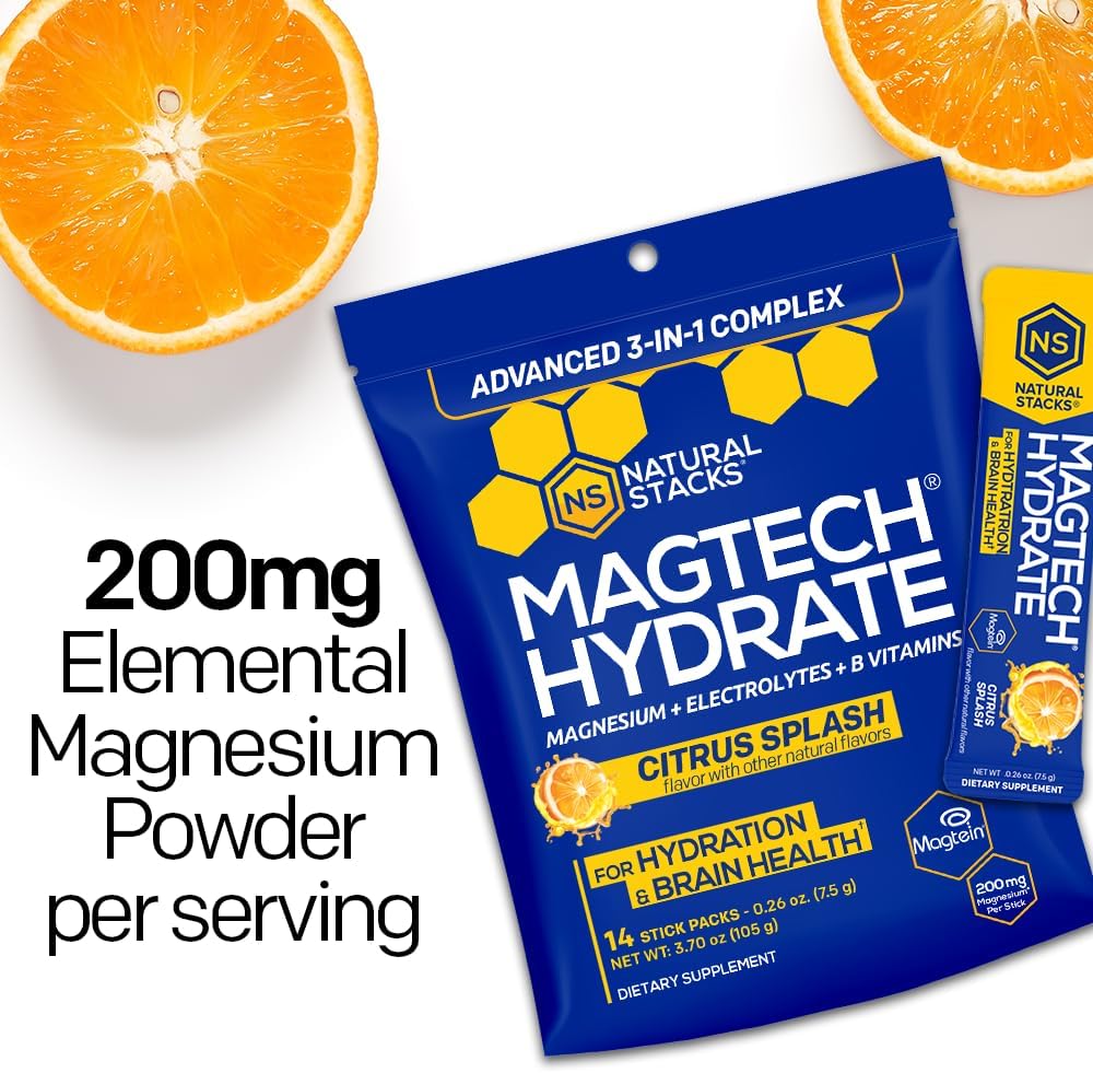 Magtech Magnesium Capsules + Hydration Powder Bundle - 3 Forms of Magnesium - Featuring Magtein L-Threonate - Brain Health & Hydration Support* - 44 Total Servings