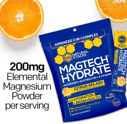 Magtech Magnesium Capsules + Hydration Powder Bundle - 3 Forms of Magnesium - Featuring Magtein L-Threonate - Brain Health & Hydration Support* - 44 Total Servings