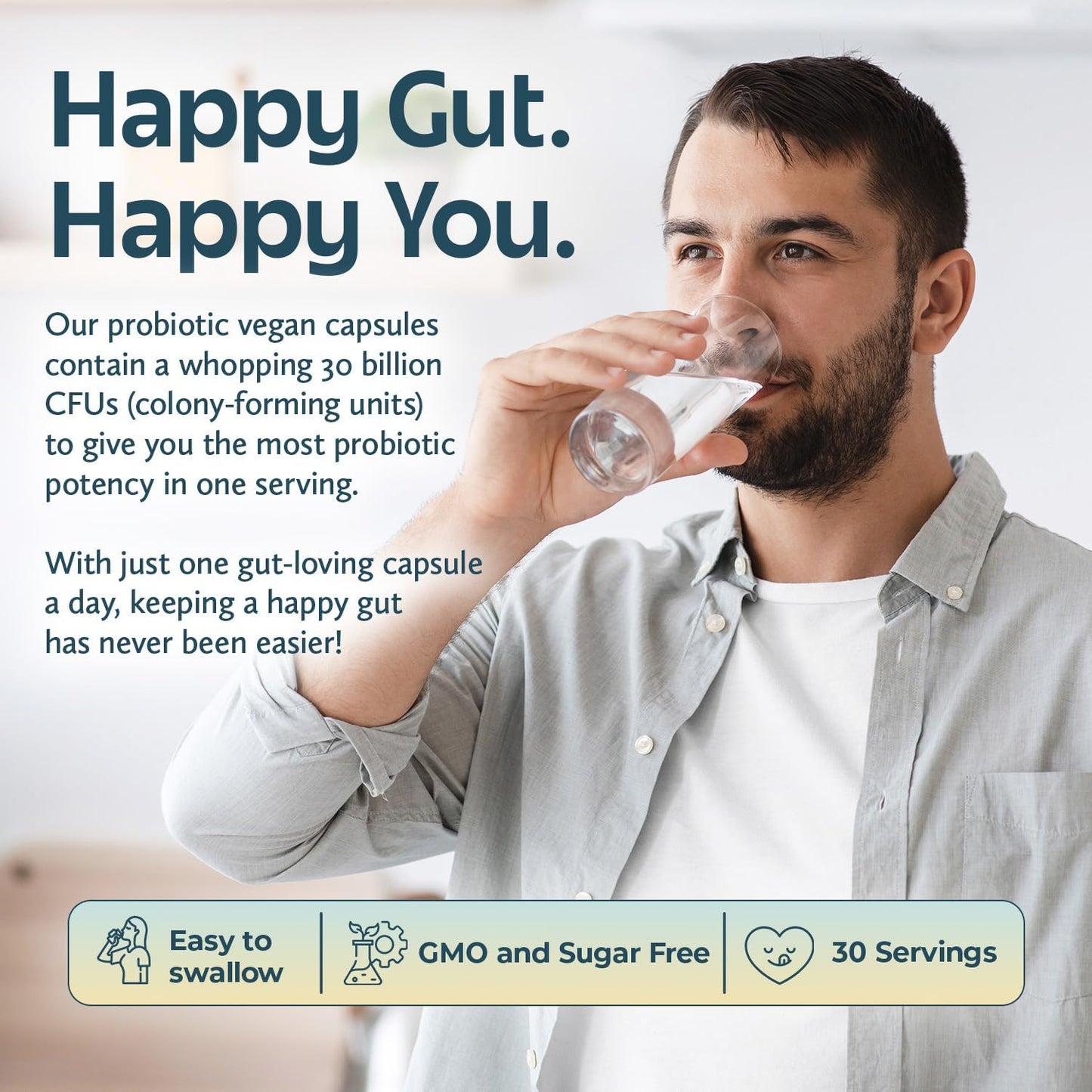 Future Kind Vegan Probiotics for Women and Men - 30 Billion CFUs Probiotics for Digestive Support (30 Adult Probiotic Capsules) No GMOs, Daily Probiotic Supplements from 42 Fruits & Vegetables