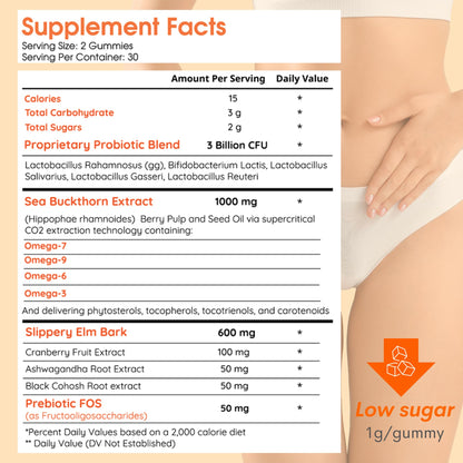 Muun Vaginal Dryness Gummy for Perimenopause Menopause with Slippery Elm Bark, Omega