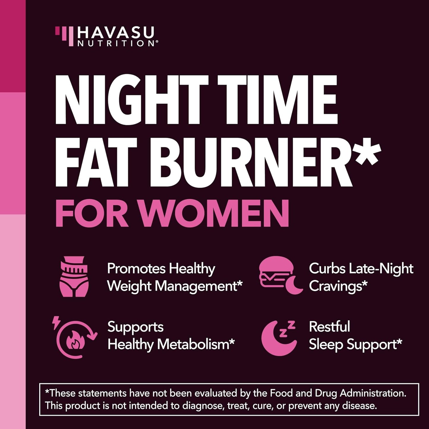 Night Time Fat Burner for Women, Belly Fat & Weight Loss Support, 60 Count | Appetite Suppressant and Overnight Metabolism Booster with Melatonin for Women, Vegan, Gluten Free, 60 Servings