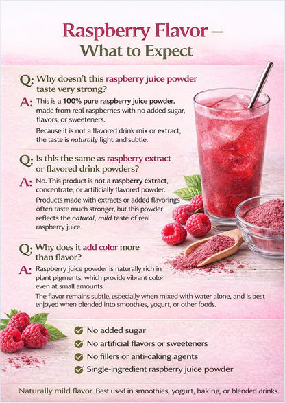 Unleash’d Organic Organic Raspberry Juice Powder 16oz – 100% Pure Superfood, Antioxidant-Rich & Nutrient-Dense