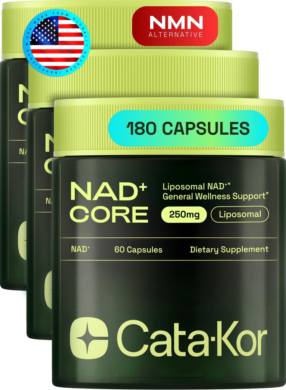 Cata-Kor NMN Supplement Alternative – Liposomal NAD+ Supplement - NAD CORE 30-Day Supply 60 Capsules