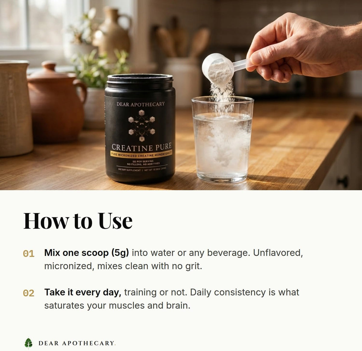 Creatine Monohydrate Powder Micronized 5g - Muscle Strength, Performance & Recovery - Unflavored Pre Post Workout - Vegan, Non-GMO, Soy Free - 60 Servings