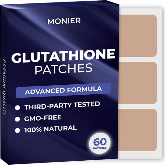 MONIER Glutathione Patches (Pack of 60) - 100% Natural Patch for Women | For Women and Men, With Magnesium, Energy, Focus & Body Support, Enhanced Formula