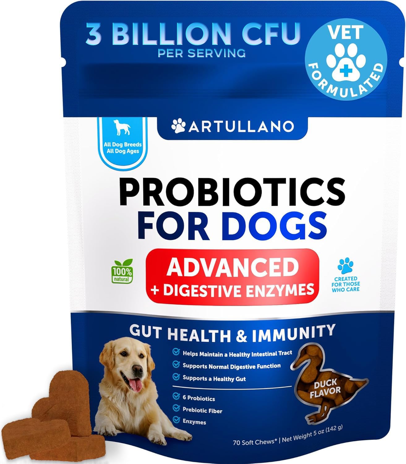 Probiotics for Dogs - Support Gut Health, Itchy Skin, Allergies, Immunity, Yeast Balance - Dog Probiotics and Digestive Enzymes with Prebiotics - Reduce Diarrhea, Gas - 120 Probiotic Chews for Dogs