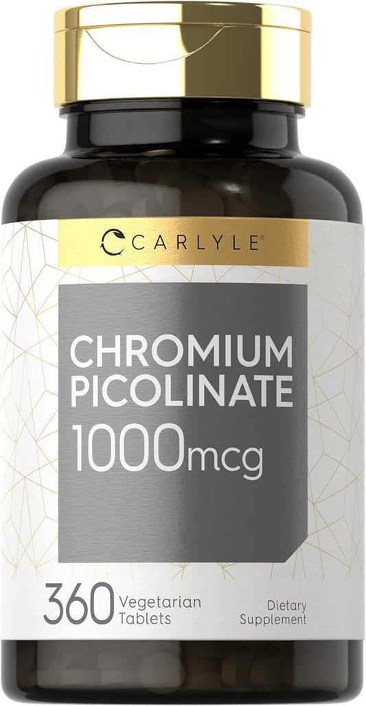 Carlyle Chromium Picolinate Supplement | 1000mcg | 360 Tablets | Vegetarian, Non-GMO, Gluten Free Formula