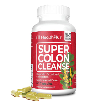 Health Plus Super Colon Cleanse 60 Day Supply of Gentle Gut Cleanse Detox, Psyllium Husk, Probiotics for Constipation Relief & Digestive Support, 240 Capsules