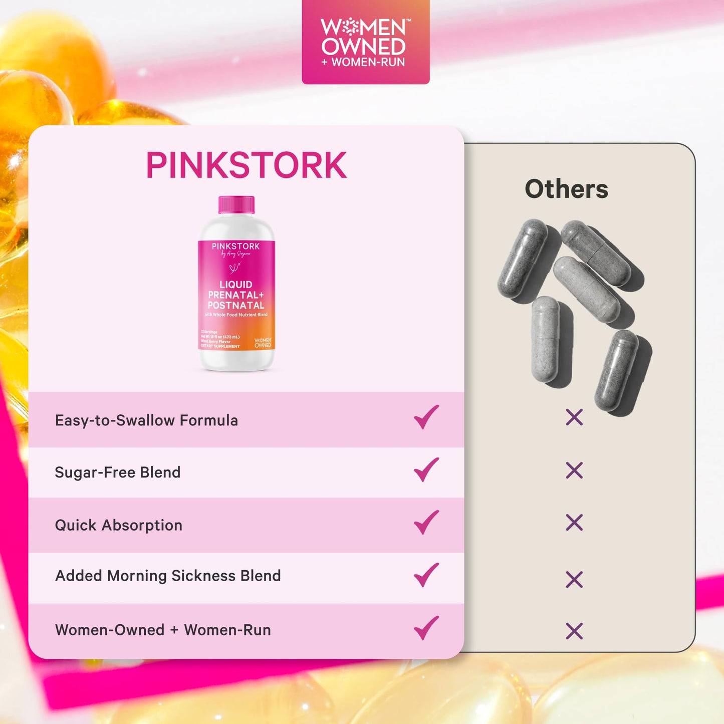 Pink Stork Liquid Prenatal Vitamins for Women – Berry, 32 Servings | Doctor Formulated, Organic Whole-Food Blend, Methylated Folate, Sugar-Free, Fertility to Postpartum, Breastfeeding Friendly