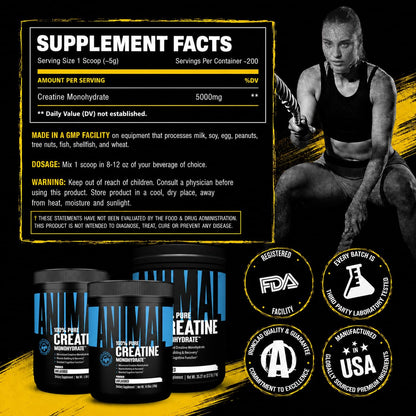 Animal Creatine Monoydrate Powder for Men & Women | Unflavored 300g
