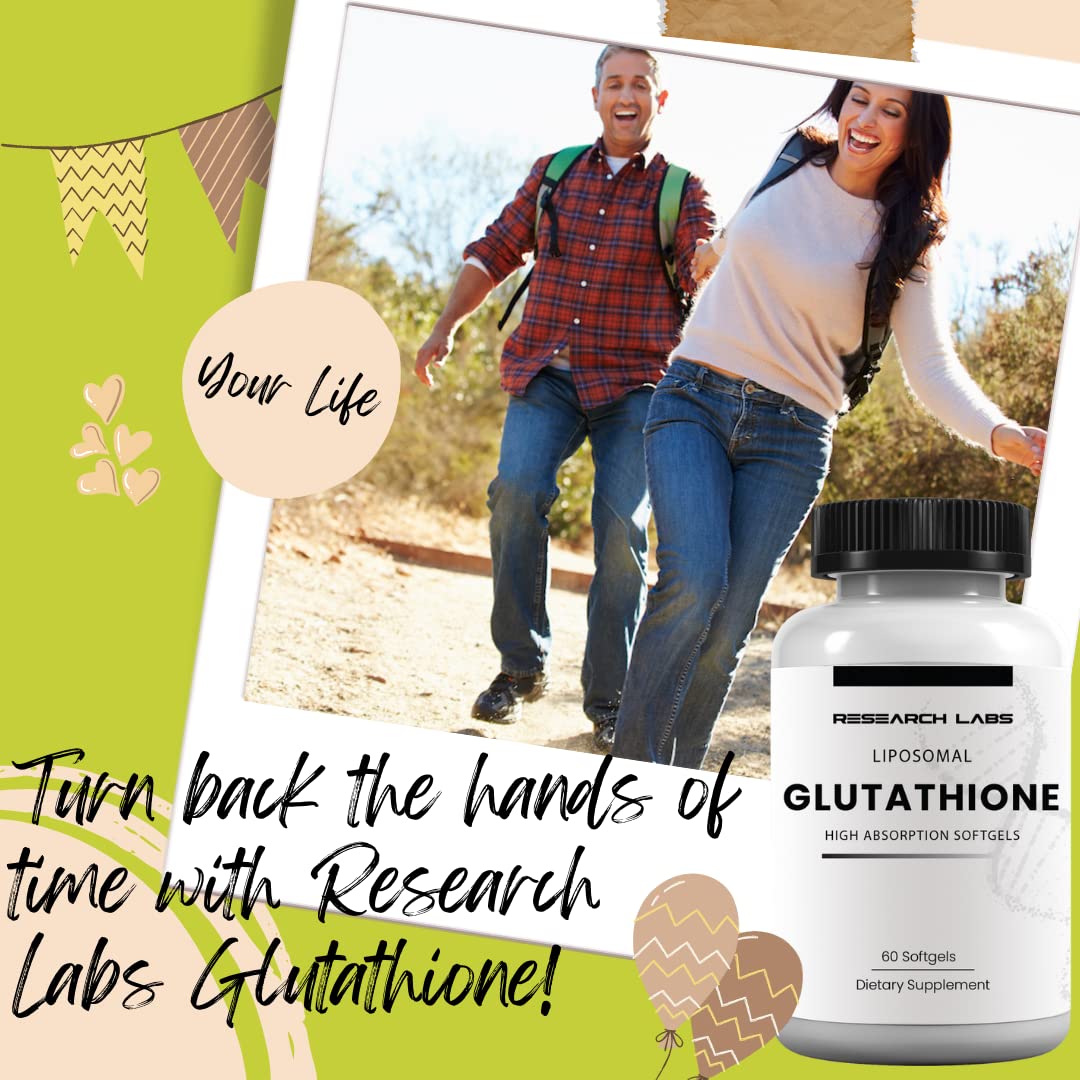 Research Labs Liposomal Glutathione Supplement w/Gluta-IV™, 100x Enhanced Absorption Over Powder Glutathione. 2 Fer 1 Ad, 120 Total Liposomal Softgels