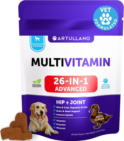 Dog Multivitamin Chewable with Glucosamine 26 in 1 - Dog Vitamins and Supplements - Senior & Puppy Multivitamin for Dogs - Pet Joint Support Health - Immunity, Mobility, Gut Skin - 120 Chews