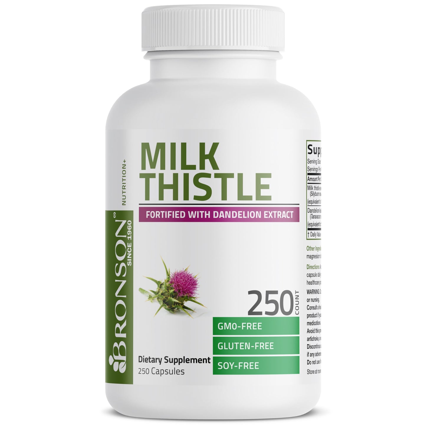 Bronson Milk Thistle Silymarin Marianum & Dandelion Extract, 120 Capsules | 2-in-1 Liver Cleanse, Health, Detox & Antioxidant Support, Non-GMO, Gluten-Free, Soy-Free