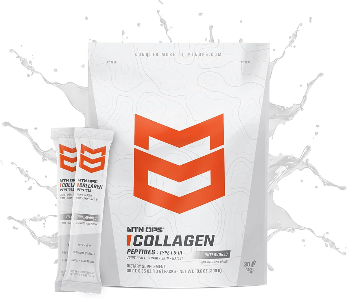MTN OPS Collagen Peptides Stick Packs, Unflavored Protein Powder