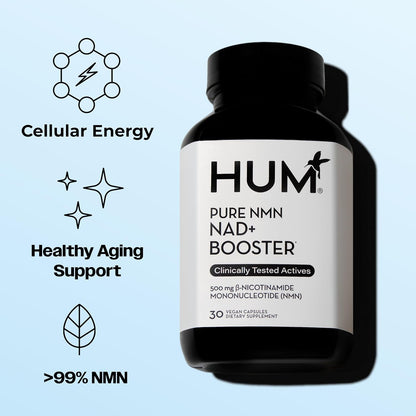 HUM NMN Supplement 500mg, Clinically Studied Uthever® NAD+, 30-Day Supply