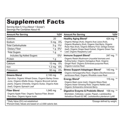 NATURELO Raw Greens Superfood Powder 480 Grams, Mixed Berry - Supports Energy, Immunity and Detox - Includes Spirulina, Wheat Grass and Organic Greens for Whole Food Nutrition