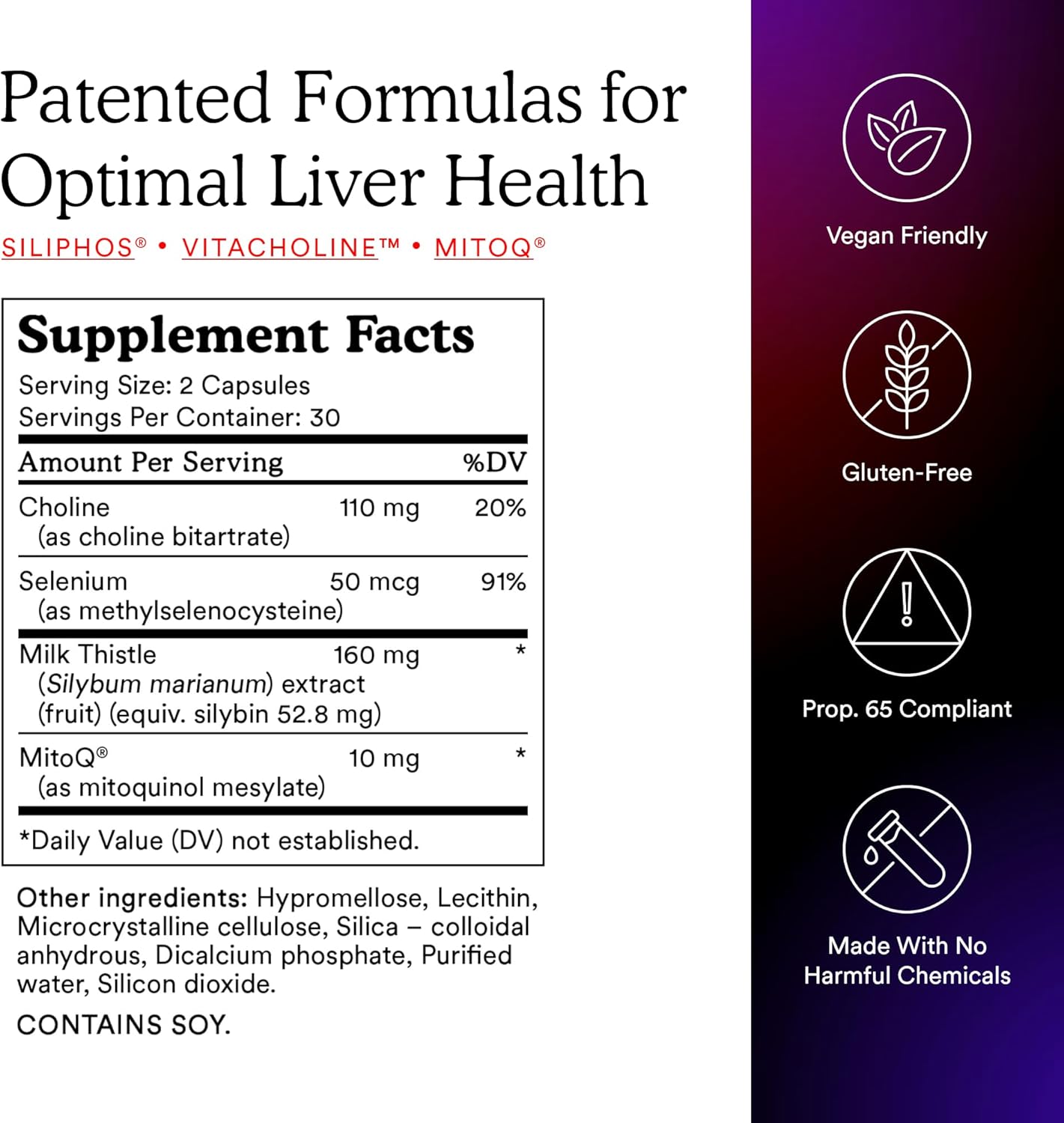 MitoQ +Liver – Advanced Liver Supplement with Highly Bioavailable Milk Thistle, Choline, Selenium Mitoquinol – Supports Metabolism, Body’s Natural Detoxification & Liver Health – 60 Capsules