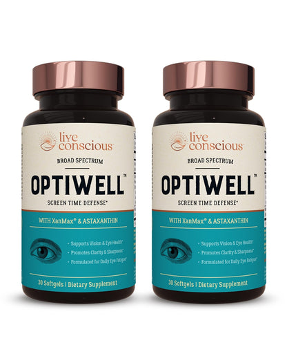 Live Conscious Eye Vitamins Select AREDS 2 Ingredients with Vitamin E, Lutein, and Astaxanthin - OptiWell Eye Health Supplement and Blue Light Support - 30 Softgels
