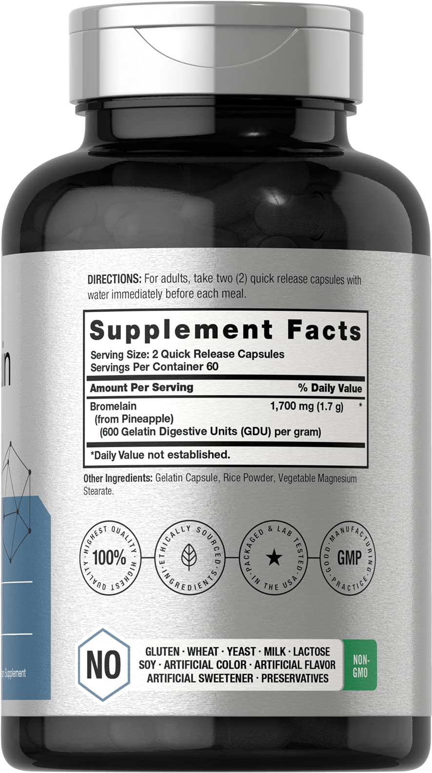 Horbaach Bromelain 1700 mg | 120 Capsules | Supports Digestive Health | Pineapple