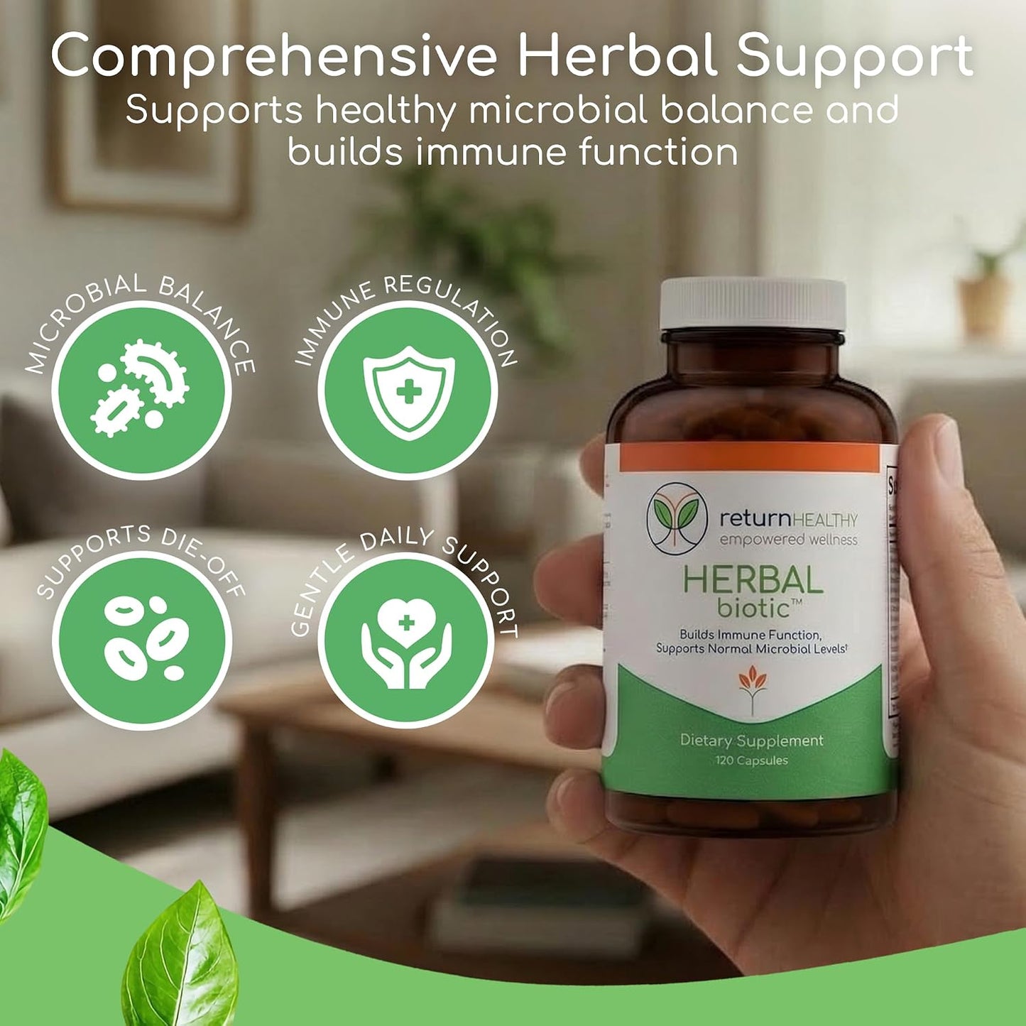Herbal Biotic, Immune Support Vitamins, Natural Immune System Booster for Adults, Immune Support Supplement Enriched with Cat’s Claw for Probiotic Balance, Digestive Health, 3 Pack