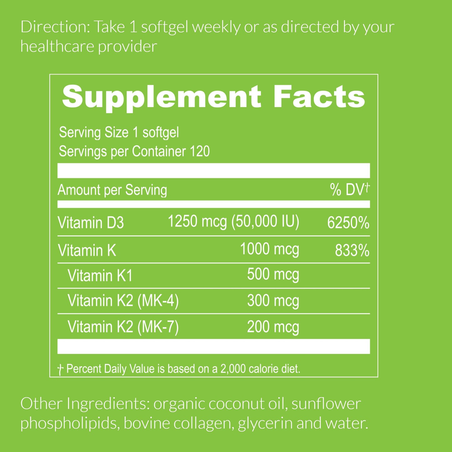 UpNourish Liposomal D3 K2 MK-7 – 365 Mini softgels with Organic Coconut Oil - 5000 IU 125 mcg Vitamin D3 and 100 mcg Vitamin k2 for Optimal Bone and Immune Health