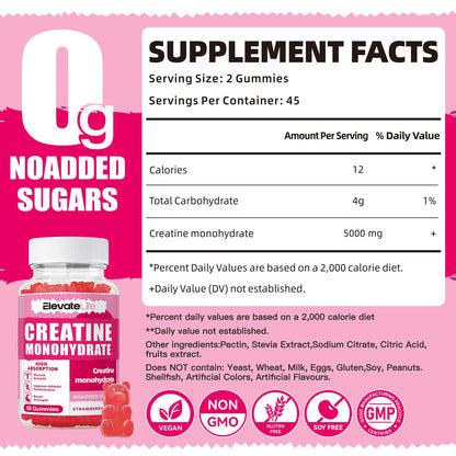 ElevateLife Creatine Monohydrate Gummies 5000mg for Men & Women, Chewables