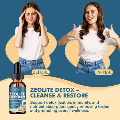 Zeolite Detox for Kids and Adults, Zeolite Clinoptilolite Liquid Drops with Chlorella, Magnesium, Zinc, Methy Vitamin B12 & D3, Gut Liver Detox Cleanse, Immunity, Pineapple Flavor 4 Fl Oz