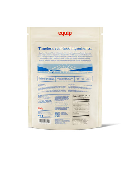 Equip Prime Chocolate Protein Powder - Gut-Friendly, No Sugar Protein Shake Powder with Grass-Fed Beef & Natural Collagen - Rich & Creamy Mix - 21g Per Serving - Whey & Dairy-Free (30 Scoops)